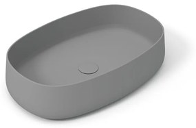 Lavabo da appoggio ovale in ceramica L 60 x H 15 x P 40 cm grigio