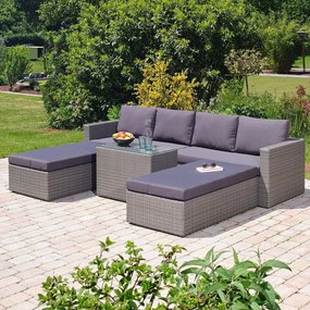 Set da giardino in rattan artificiale grigio per 4 persone Drammen - Bonami Selection