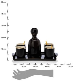 Set di tazzine in ceramica con caraffa e vassoio KENDI nero