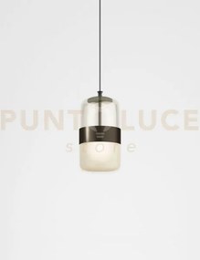 Futura sospensione m ambra ottone montatura nero opaco 1 luce attac...