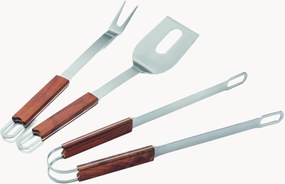 Set di 3 utensili da barbecue in metallo con manici in legno Brick