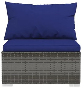 Set Divani da Giardino 12 pz con Cuscini in Polyrattan Grigio