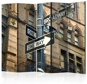 Paravento separè Tutte le strade a Broadway II - iscrizioni su cartello stradale