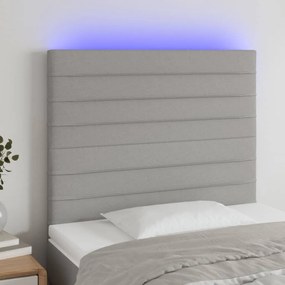 Testiera A Led Grigio Chiaro 90x5x118/128 Cm İn Tessuto /