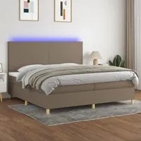 Letto a Molle Materasso e LED tortora 200x200cm in Tessuto cod mxl 61546