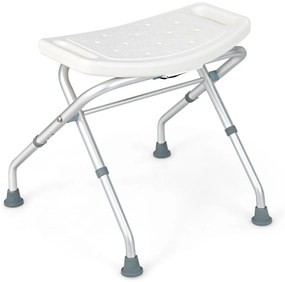 Costway Sgabello per doccia regolabile in altezza a 3 livelli con maniglie portata 150kg, Sedia per doccia 53x50x52,5cm