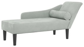 Chaise longue con cuscini grigio chiaro in velluto