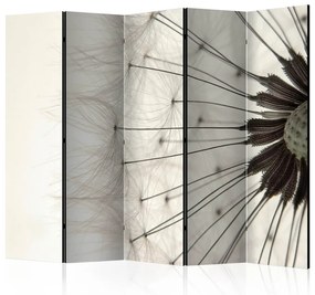 Paravento Blowfly close-up II (5 pezzi) - sfondo bianco e nero con fiore