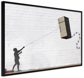 Poster  Banksy: Fridge Kite  Cornice Quadri Cornice nera, Larghezza x Altezza Home decor 45x30