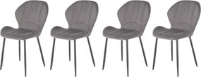 Set di 4 sedie K538 in velluto grigio