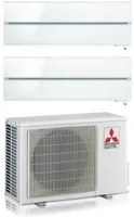 Climatizzatore Condizionatore Mitsubishi Electric Dual Split Inverter serie Kirigamine Style MSZ-LN 9+18 con MXZ-2F53VF Pearl White R-32 Wi-Fi Integrato Colore Bianco Perla 9000+18000