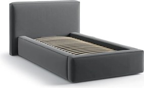 Letto singolo imbottito grigio con contenitore con rete inclusa 90x200 cm Jodie – Micadoni