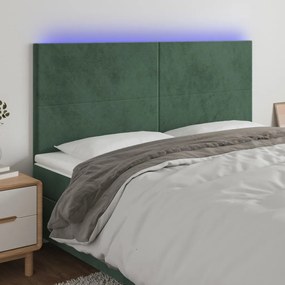 Testiera A Led Verde Scuro 180x5x118/128cm İn Velluto /