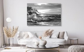 Stampa su tela – Mattina sul mare in bianco e nero
