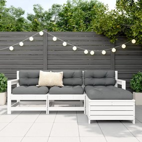 Set salotto da giardino 4 pz bianco in legno massello di pino