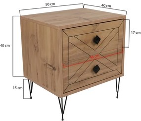 Comodino LUNA 55x50 cm marrone/nero