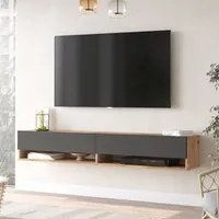 Consolle da Parete 'Laitila' con 2 Ante e Scomparti Mobile Pensile Porta TV 180 cm - Rovere Rustico/Antracite [en.casa]