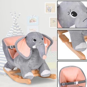 Elefante a Dondolo Cavalcabile Peluche Giocattolo Bambini con Suono...