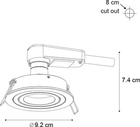 Faretto da incasso moderno canna di fucile GU10 50 mm rotondo orientabile - Rondoo