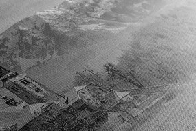 Stampa su tela – Chiesa sul lago Bled in Slovenia in bianco e nero
