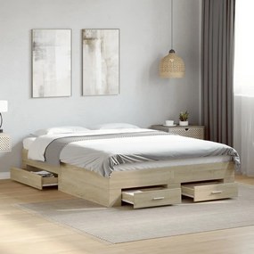 Giroletto cassetti rovere sonoma 135x190 cm legno multistrato