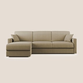 Chris Divano letto angolare con penisola in microfibra smacchiabile T11 beige