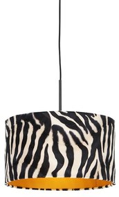 Lampada a sospensione moderna nera con paralume a zebre 35 cm - Combi