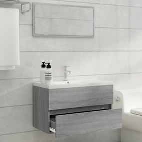 Mobile bagno e lavabo integrato grigio sonoma legno multistrato