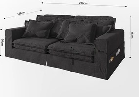 Divano nero 236 cm Nora – Ropez