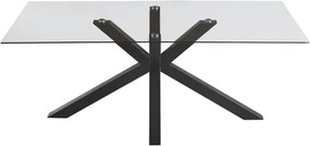 Tavolo da pranzo con piano in vetro e base in metallo 180x90 cm DANTE