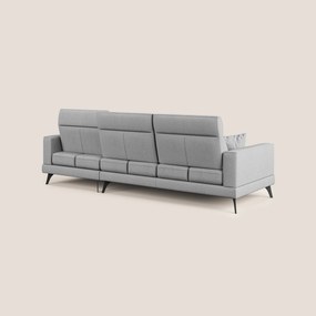 Slide Divano angolare con schienali traslanti e poggiatesta regolabili in tessuto smacchiabile T05 grigio
