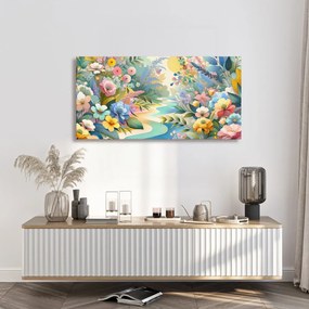Quadro su tela – Fiori primaverili vicino al fiume