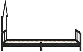Giroletto per bambini nero 80x200 cm in legno massello di pino