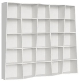 Libreria in legno Bianco 227x200h cm con 5 elementi e vani trapezoidali TREK