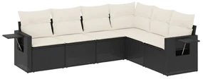 Set divano da giardino 6 pz con cuscini nero in polyrattan