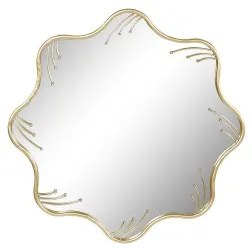 Specchio da parete Home ESPRIT Dorato Metallo Cristallo 73 x 2 x 73 cm