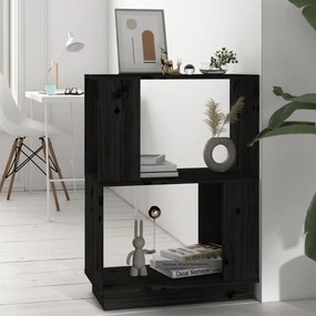 Libreria/divisorio nero 51x25x70 cm in legno massello di pino