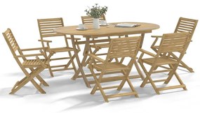 Set da pranzo da giardino 7 pz in legno massello di acacia