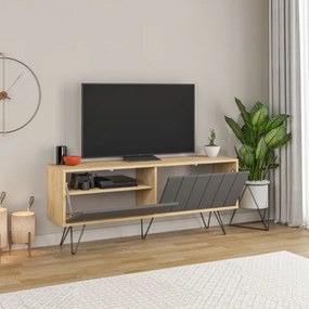 Mobile Porta TV Struttura Rovere E 2 Ante A Ribalta Antracite Picadilly