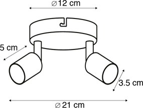 Faretto moderno bianco orientabile rotondo 2 luci - Jeany