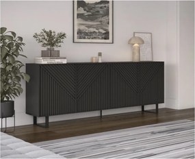 Cassettiera nera 201x80x40 cm Peta - Marckeric