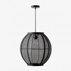 Lampada Da Soffitto In Lino Ziyec Nero & Ø45 Cm - Sklum