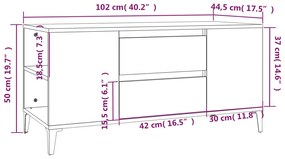 Mobile Porta TV Grigio Sonoma 102x44,5x50 cm Legno Multistrato