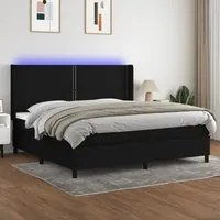 Letto a Molle Materasso e LED Nero 200x200cm in Tessuto 3138263