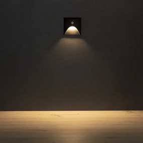 Kanlux 39130 - Lampada LED per gradini con sensore EXIN 2,5W/230V 3000K IP65 nero, quadrata