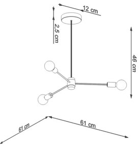 Sollux SL.1021 - Lampadario su palo LANGO 3xE27/60W/230V nero