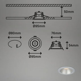 Briloner 7041-034-SET 3x Lampada LED da incasso per bagni LED/4,9W/230V argento