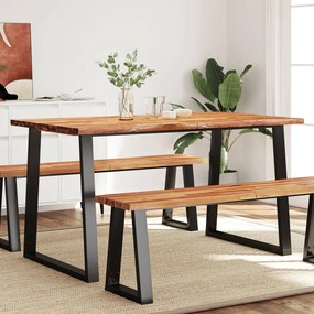 Tavolo Da Pranzo Bordi Vivi 140x80x75 Cm Legno Massello Acacia /