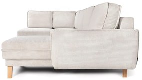 Divano angolare beige allungabile (con penisola a sinistra/a forma di "U") con rivestimento in velluto a coste Tori – Bonami Selection