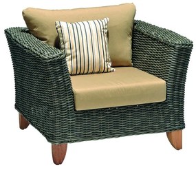 Poltrona da giardino con cuscino Boston con braccioli in rattan sintetico, seduta in rattan sintetico marrone